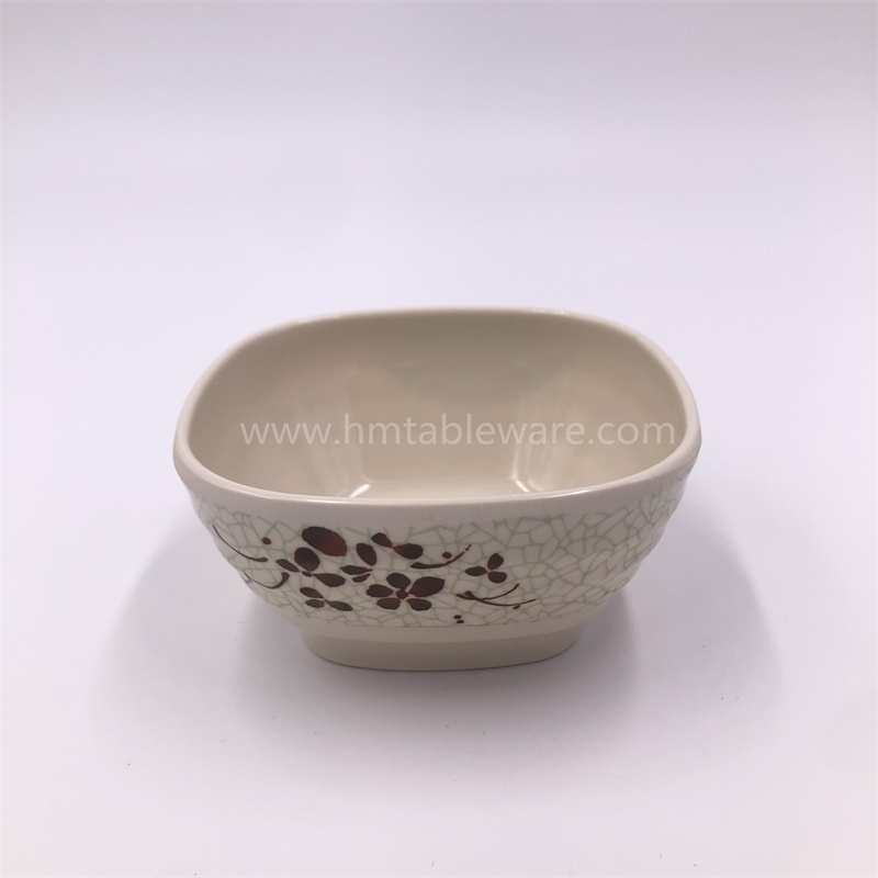 Daily use melamine square rice bowl with custom print
