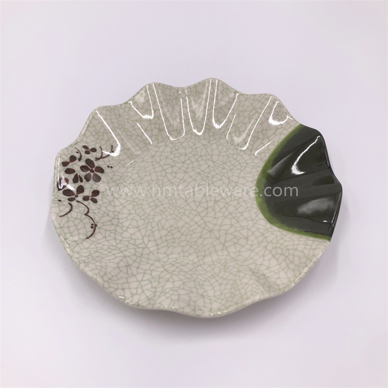 FDA food grade flower shaped plastic melamine wavy food plate
