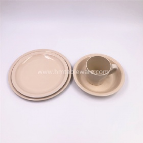 Factory supplier melamine dinner set include beige plate mug