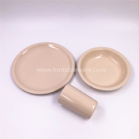 Hotel daily use solid beige color melamine dinnerware wholesale