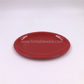 China healthy red color melamine oval plate plastic food plate