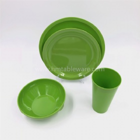 Customized logo color melamine tableware set include plate bowl tumbler