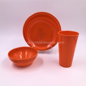 Factory supplier orange melamine dinnerware set plastic tableware set