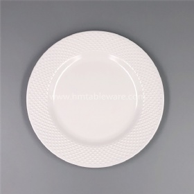 EU Standard milky white melamine tableware embossed dot rim plate