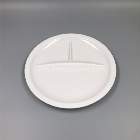 China healthy plastic tableware white melamine plate with 3 divisions