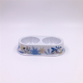 Hot selling plastic melamine double feeding bowl with custom print