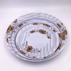 Different sizes melamine round wavy tray plastic big tray