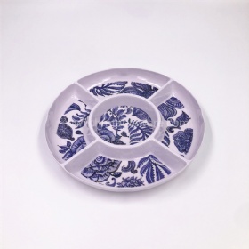 Holiday widely use melamine chip dip plate with 5 sections