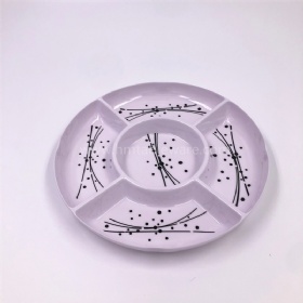 BPA free melamine 5-divided chip dip plate with customized design