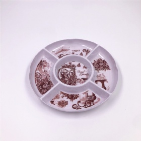 China healthy plastic melamine chip dip plate with 5 compartment