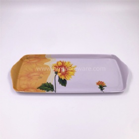 Non toxic rectangular plastic melamine desert tray with handle