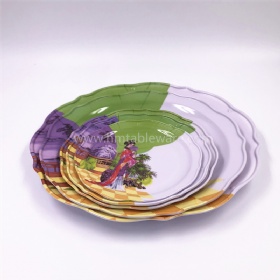 BPA free melamine wavy trays with Chinese traditional design