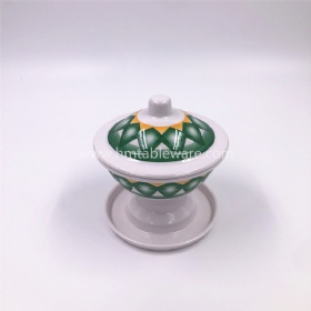 Holiday used BPA free melamine round desert cover bowl with holder