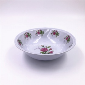 FDA food grade round melamine wavy rim bowl with flower print