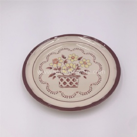 Non toxic 30% brown melamine flat dinner dish plate with design