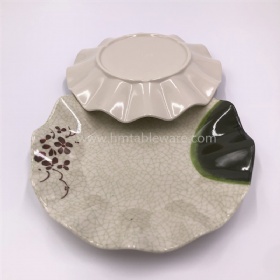 FDA food grade flower shaped plastic melamine wavy food plate