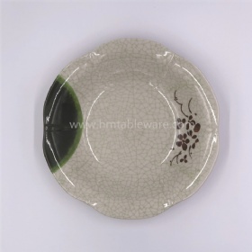 Hot selling flower shape melamine deep food plate with print