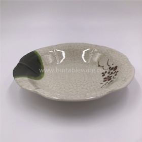 Hot selling flower shape melamine deep food plate with print