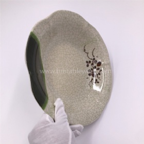 Hot selling flower shape melamine deep food plate with print
