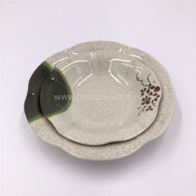Hot selling flower shape melamine deep food plate with print