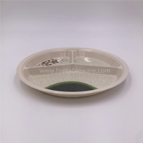 Restaurant daily used melamine 3 divided lunch plate with design
