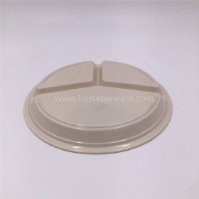 Restaurant daily used melamine 3 divided lunch plate with design