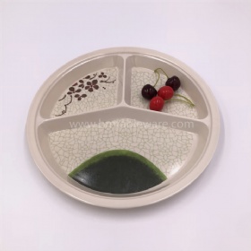 Restaurant daily used melamine 3 divided lunch plate with design