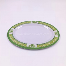 Food grade custom print melamine oval plate for fish