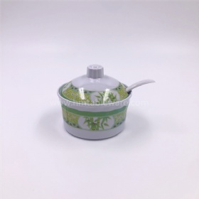 Non toxic plastic ware melamine sugar pot with small spoon