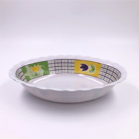 Imitation Ceramic tableware oval shaped melamine wavy deep bowl