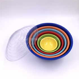 Best choice 6pcs colorful melamine mixing bowls set with PVC lid