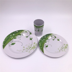 Green products melamine dinner set with personal logo