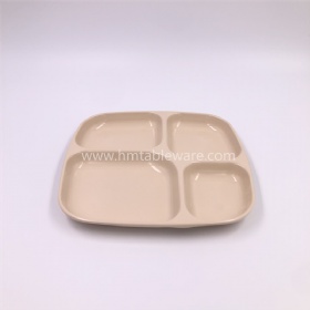 Factory supplier beige melamine 4 divided plate for lunch