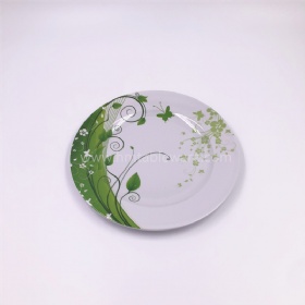 Melamine flat plate with flower decal for North America